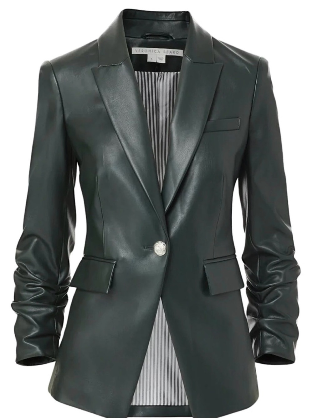 Veronica beard Hollis vegan leather green jacket